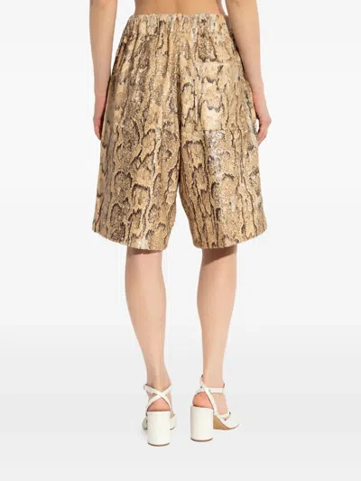 Dries Van Noten Animal Print Sequin Embellished Knee-length Shorts