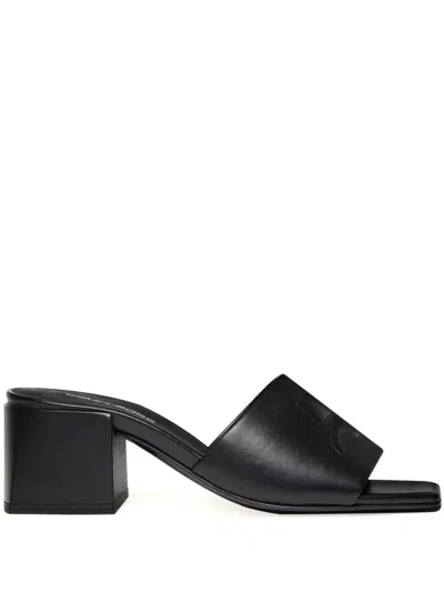 Courrèges Block Heel Sandals Embroidered Detail In Black