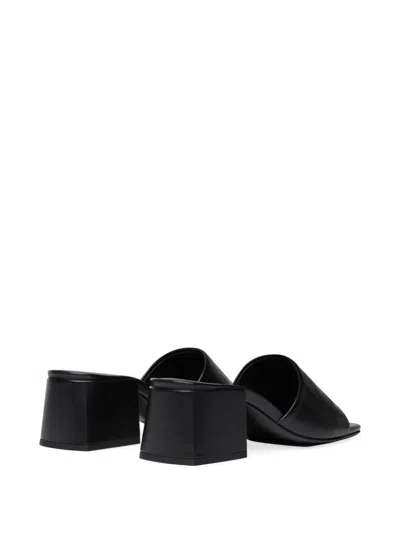 Courrèges Block Heel Sandals Embroidered Detail In Black