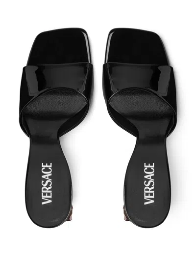 Versace Square-toe Slip-on Sandals In Black