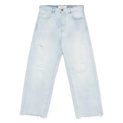 Golden Goose Light Blue Distressed Jeans With Frayed Hem And Classic Five-pocket Design