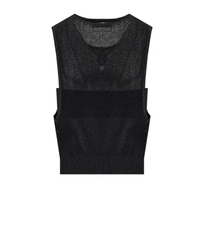 Elisabetta Franchi Sleeveless Sheer Knit Crewneck Sweater