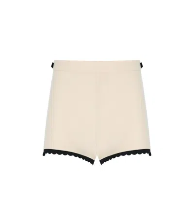 Elisabetta Franchi Multicolor High-waisted Shorts With Scalloped Hem In Neutral