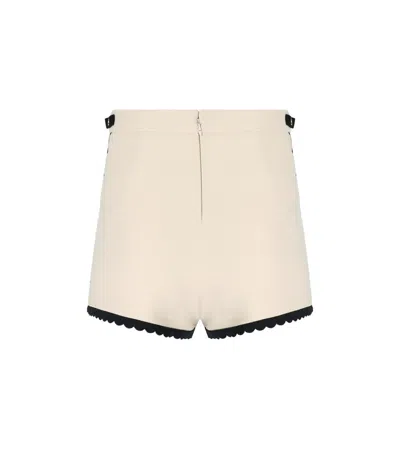 Elisabetta Franchi Multicolor High-waisted Shorts With Scalloped Hem In Neutral