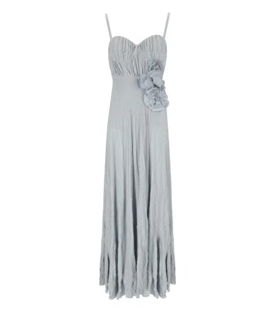 Elisabetta Franchi Pleated Dress Floral Embellishments