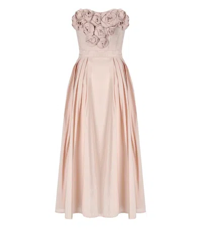 Elisabetta Franchi Dress In Gabardine Fabric With Embroidered Roses