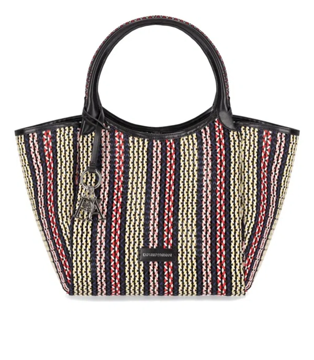 トートバッグ Emporio Armani Multicolor Woven Shopping Bag Emporio Armani Multicolor Woven Shopping Bag In Black | ModeSens