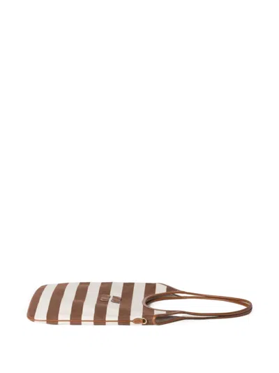 Miu Miu Ivy Striped Tote Bag In Brown