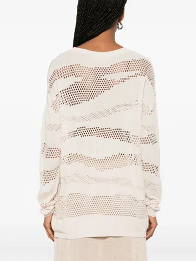 Akep Drop-stitch-detailing Top In Beige