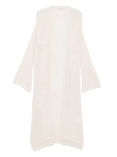 Akep Open-knit Coat In Beige