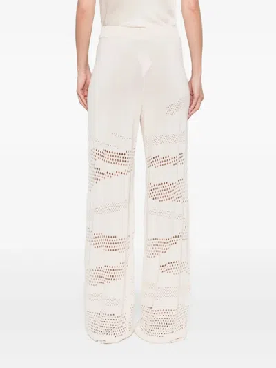Akep Zebra-effect Knitted Trousers In Beige