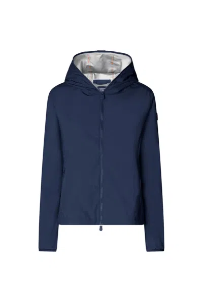 Save The Duck Jacket With Hood Woman  Navy Blue In Blue