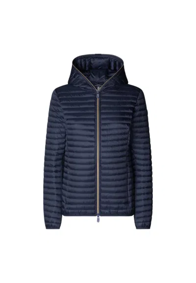 Save The Duck Off-white Black Wool Jacket In Blue