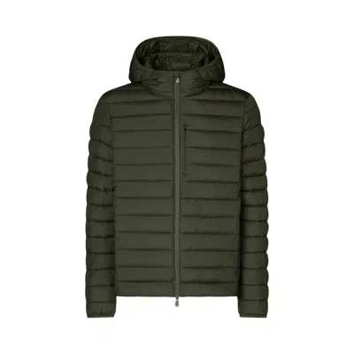 Save The Duck Quilted Green Light Jacket With Double-slider Zip Hood In Green