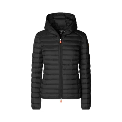 Save The Duck Olly Basic Hooded Basic Jacket In Nero Neri E Grigi