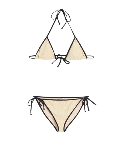 Valentino Geometric V Bikini In Birch/ivory