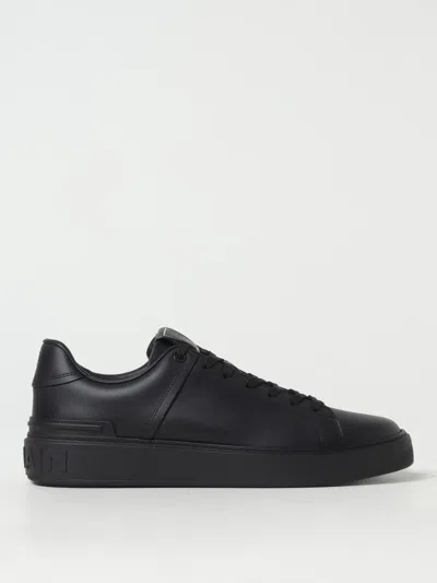 Balmain Court Round Toe Flat Sole Sneakers In Black