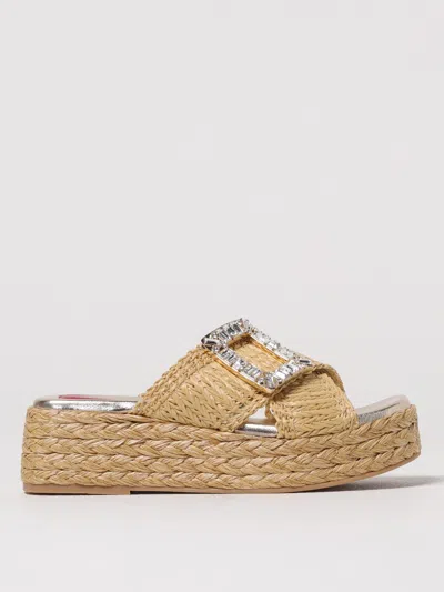 Roger Vivier Embellished Platform Mules In Cream