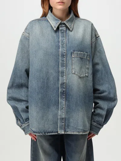 Balenciaga Oversized Shirt In Blue