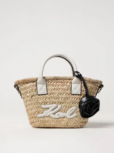 Karl Lagerfeld K/signature Raffia Small Basket In Natural