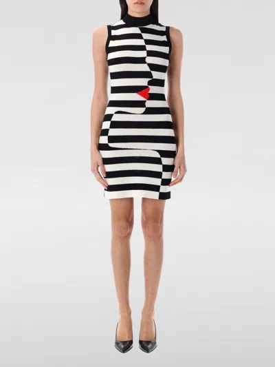 Balmain Halterneck Stripes Mini Dress In Black