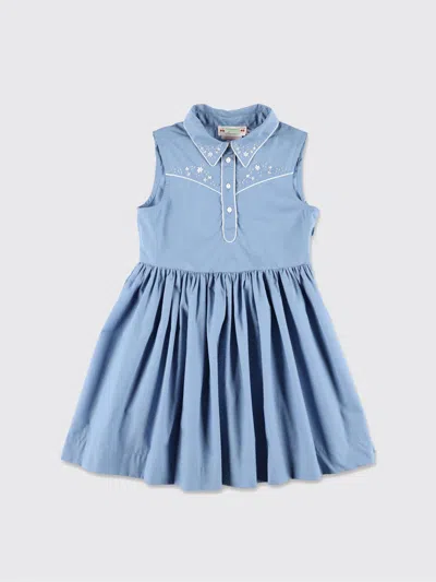 Bonpoint Kid - Ermance Embroidered Dress In Blue