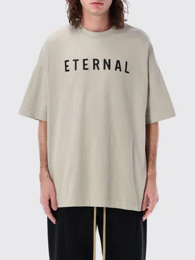 Fear Of God Grey T-shirt With Eternal Print On The Front And Logo Patch On The Back In Grey
