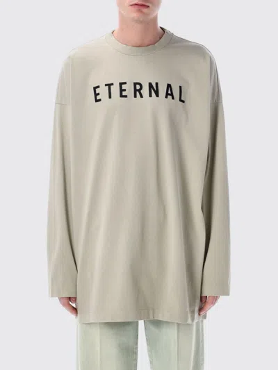Fear Of God Grey T-shirt With Eternal Print On The Front And Logo Patch On The Back In Grey