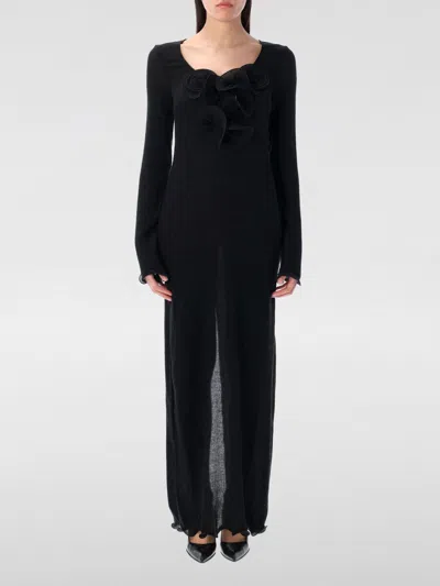 Magda Butrym Midi Dress Ls Floral Embellishment In Black