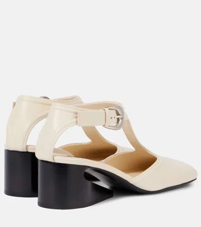 Jil Sander Leather Mary Jane Pumps In White