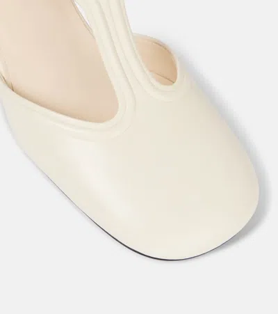Jil Sander Leather Mary Jane Pumps In White