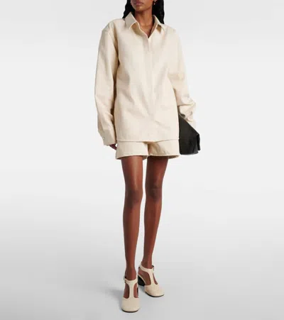 Jil Sander Leather Mary Jane Pumps In White