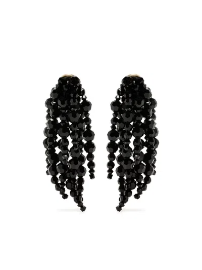 Simone Rocha Cascading Chandelier Beaded Drop Earrings In Black