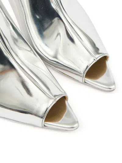 Mm6 Maison Margiela Metallic Open Toe Sandals In Silver