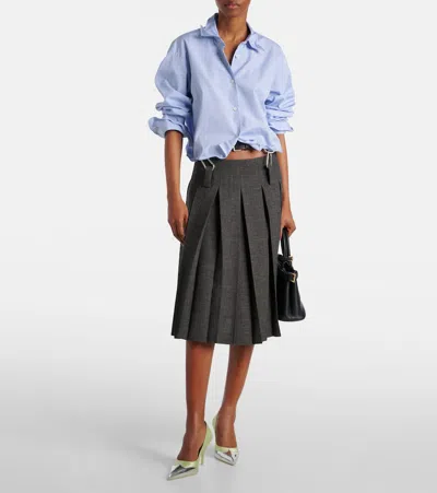 Prada Satin And Metallic Leather Pumps In Green