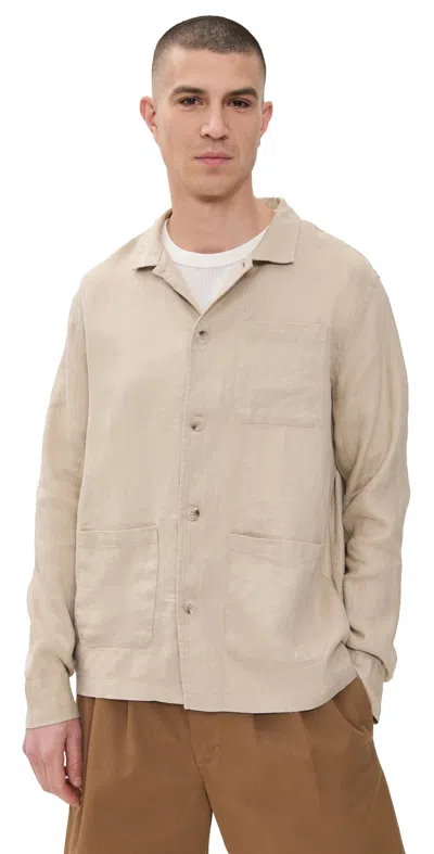 Onia Linen Overshirt In Tan