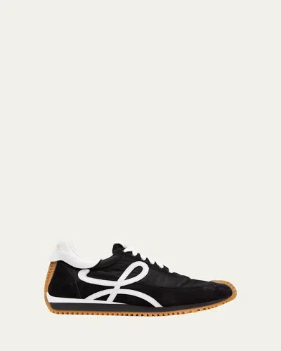 Loewe Ballet Runner 2.0 Mixed Leather Sneakers In Black/white