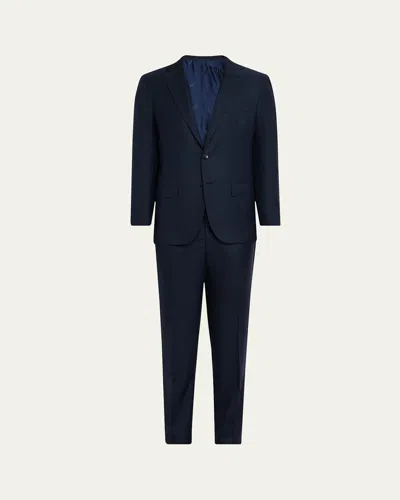 Kiton Men's Cashmere-silk Textured Suit In Blue