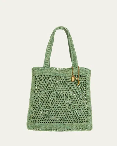 Chloé Chloe Women Green Raffia Estate Banana Shopping Bag