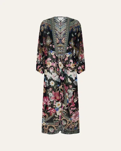 Camilla Midnight In Monserrate Tie-front Blouson Sleeve Layer In Midnight In Monserrate