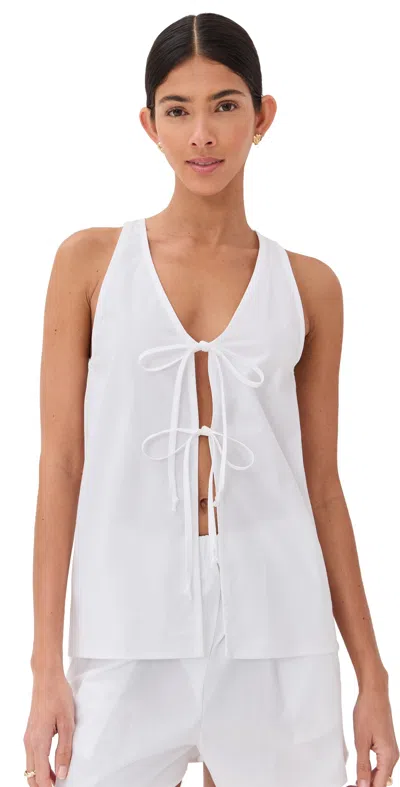 Le Bop Minnie Tie Front Top White In White