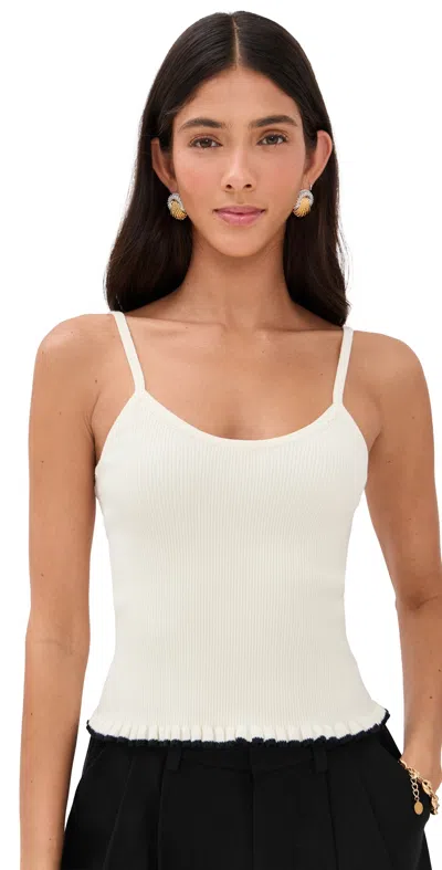 Le Bop Ribbed Tank White & Black In White & Black