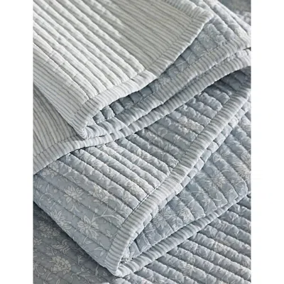 The White Company Floral-print Super King Cotton Quilt In Blue/white