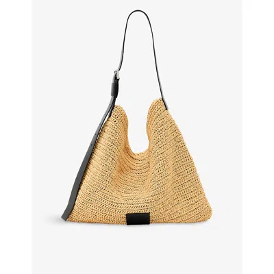 Allsaints Asha Woven Straw Hobo Shoulder Bag In Natural