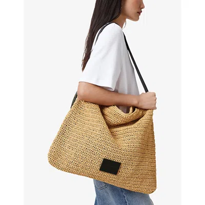 Allsaints Asha Woven Straw Hobo Shoulder Bag In Natural