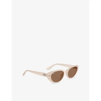 Ray Ban Sunglasses Unisex Rb4457d Bio-based - Opal Beige Frame Brown Lenses 55-19 In Brown