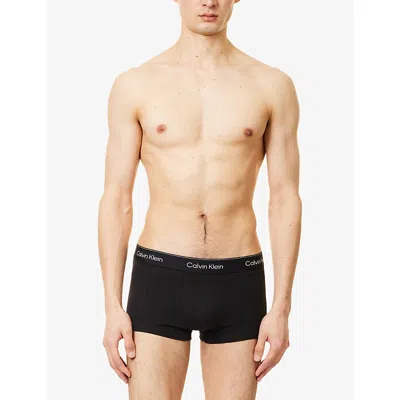 Calvin Klein Mens Blk Glacr Blu Bll Dtm Wb Icon Logo-waistband Pack Of Three Stretch-cotton Trunks In Blk Glacr Blu Bll Dtm Wb