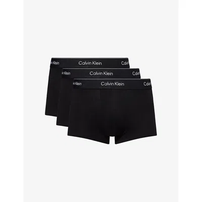 Calvin Klein Mens Black W Dtm Wb Icon Logo-waistband Pack Of Three Stretch-cotton Trunks In Black W Dtm Wb