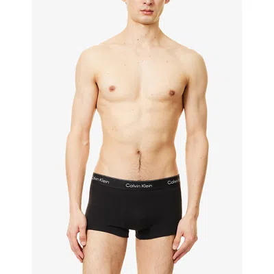 Calvin Klein Mens Black W Dtm Wb Icon Logo-waistband Pack Of Three Stretch-cotton Trunks In Black W Dtm Wb
