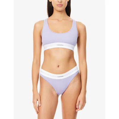 Calvin Klein Womens Lilac Quartz Bikini Modal Ribbed Cotton-blend Briefs In Lilac Quartz